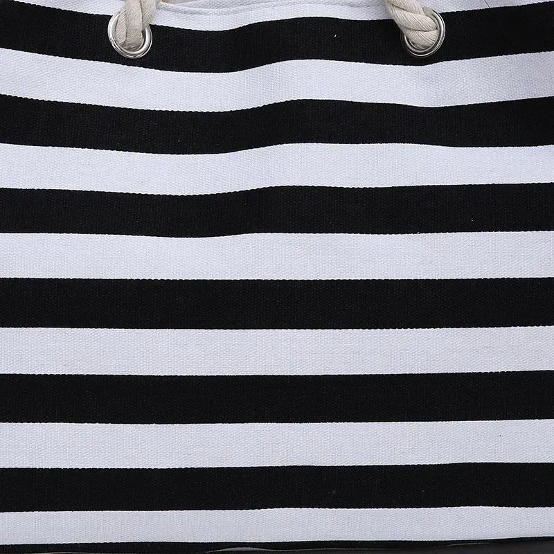 Simple Classic Burly Thick Rope Shoulder Handle Plus Large Capacity Bags With Stripes Pattern - Image 12