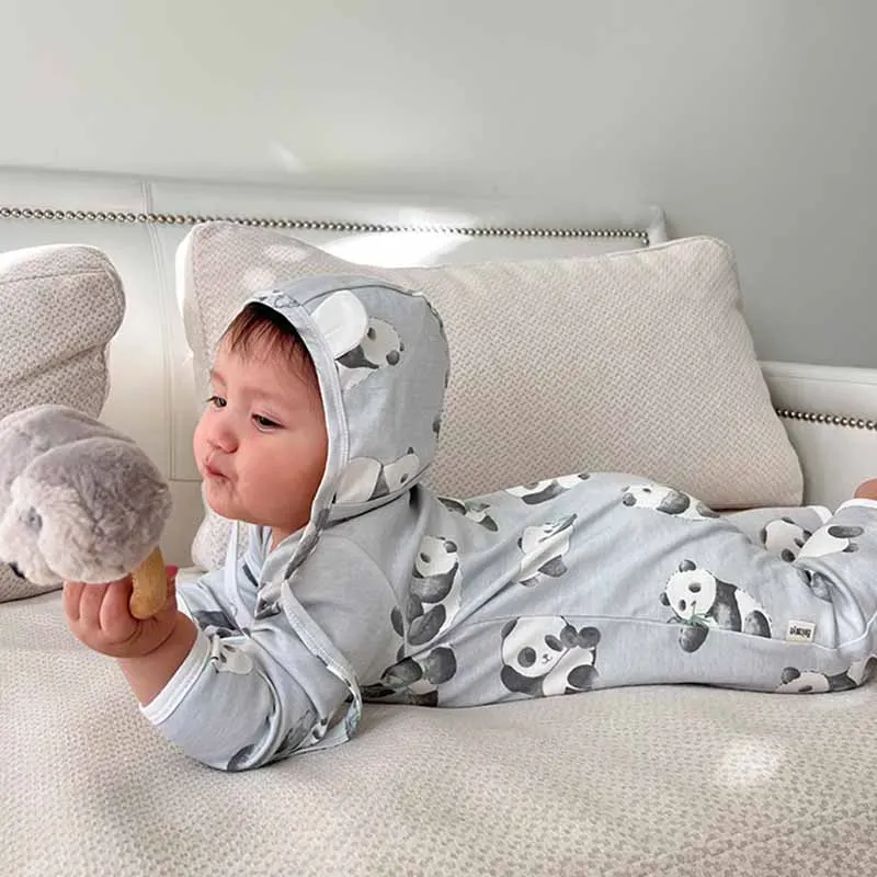 Wholesale Kids Baby Boys Girls Casual Cute Tiny Flower Animals Print Long Sleeve Romper - Image 5