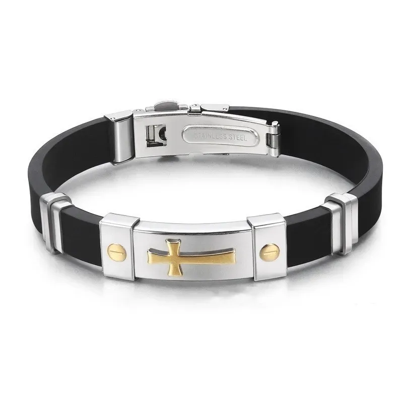 Wholesale Men Fashion Casual Stainless Steel Cross Bracelet - Image 9