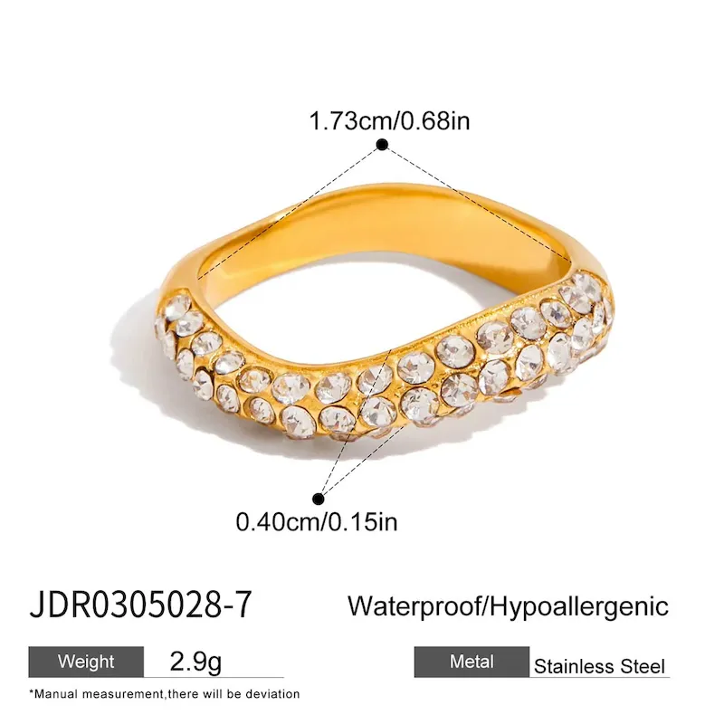Wholesale Stainless Steel Women Simple Water Drop Gemstone Ring - Image 10