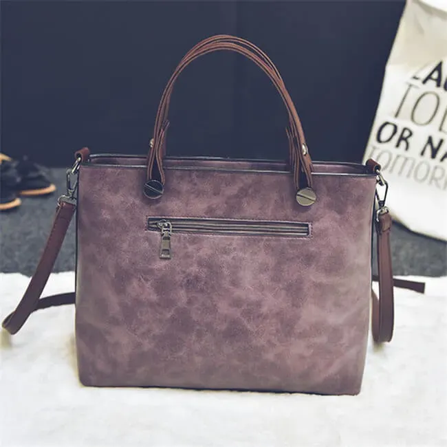 Women Fashion Large Capacity Zipper Patchwork Square Shape Handle Bag - Image 9
