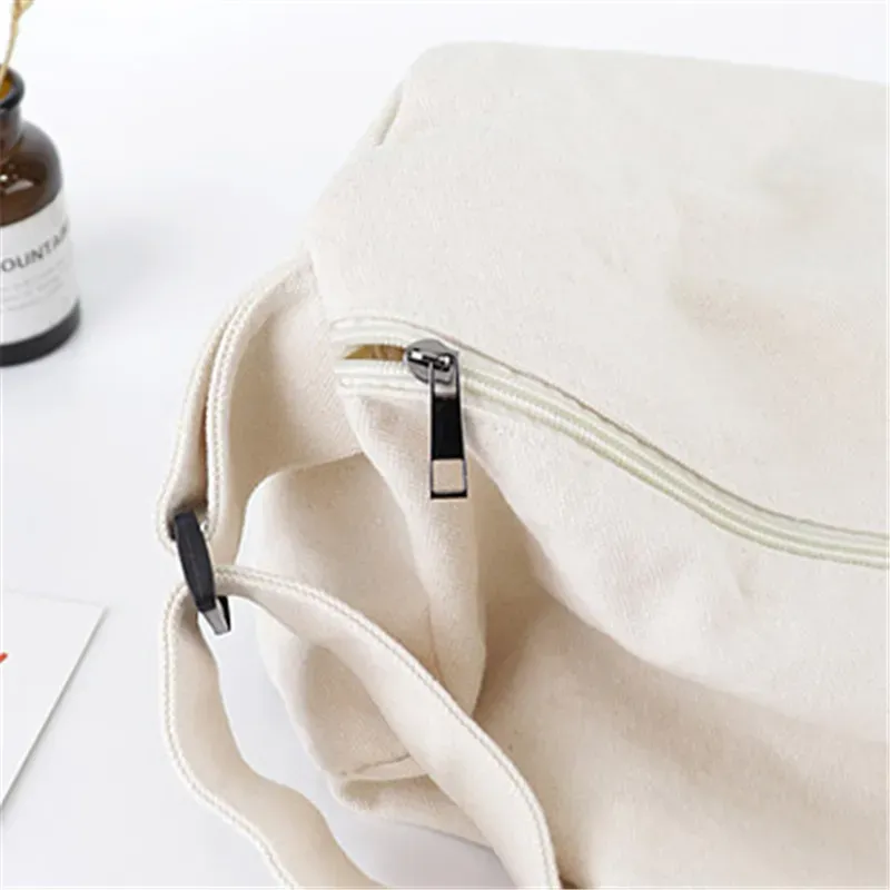 Women Fashion Solid Color Zipper Canvas Shoulder Bag - Image 5