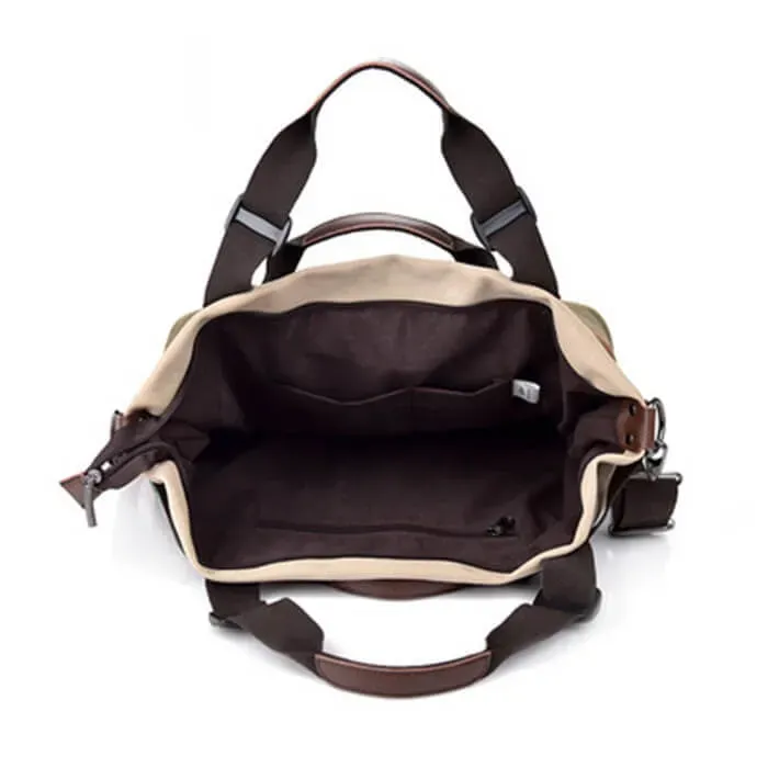 Women Retro Color Blocking Patchwork Large Capacity Canvas Tote Bag - Image 4