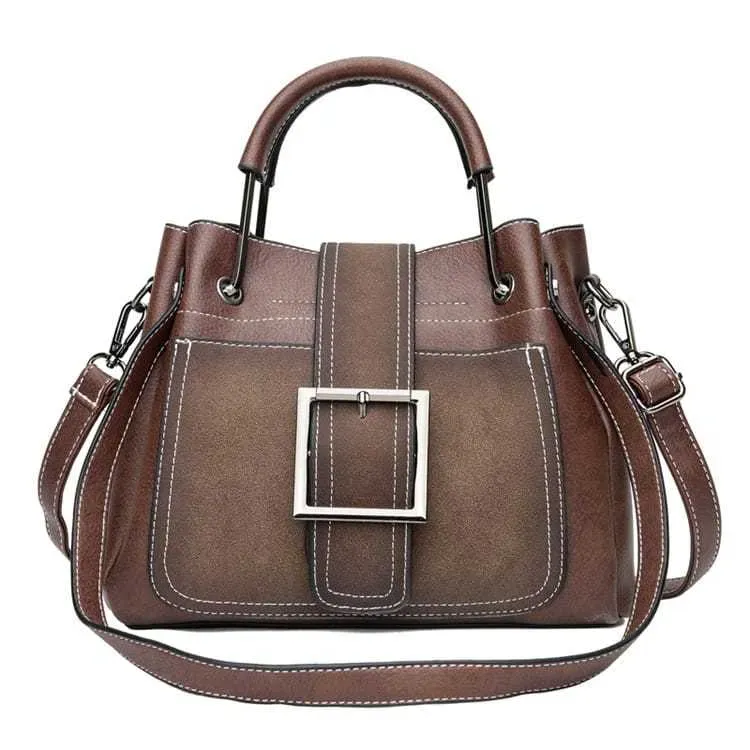 Women Retro Solid Color Belted Shoulder Bag - Image 10