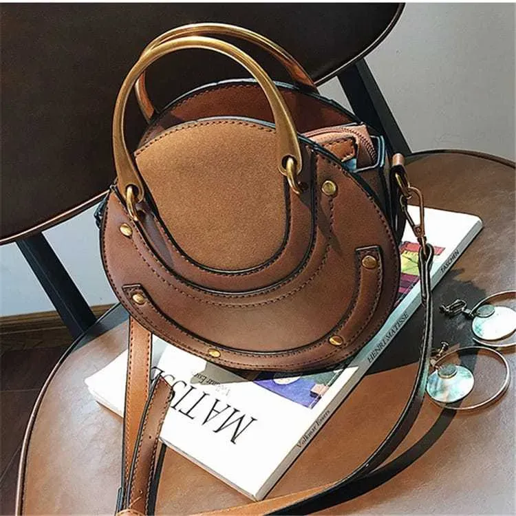 Women Vintagd Patchwork Round Crossbody Bag - Image 3