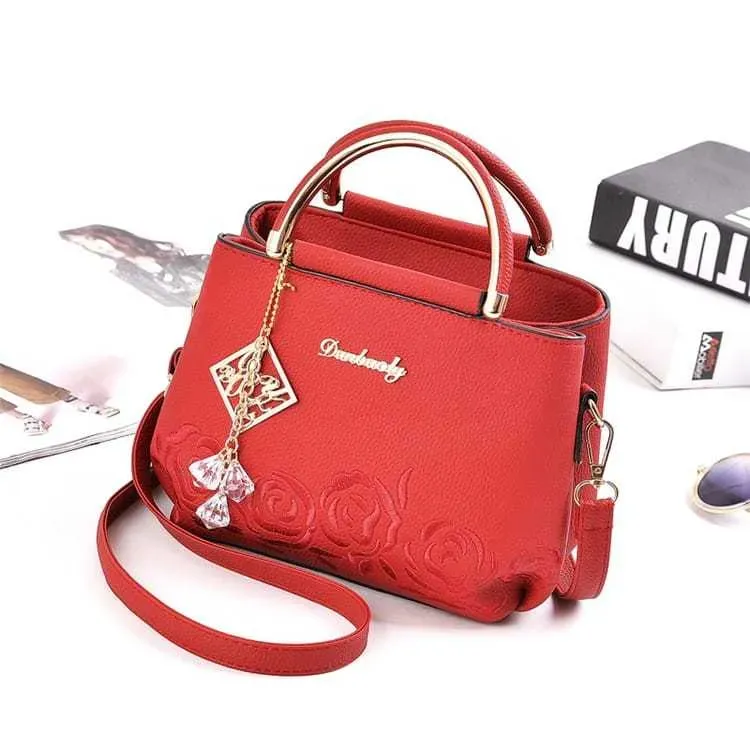 Women Fashion Floral Embroidery Metal Letter Zipper Tote Bag - Image 12