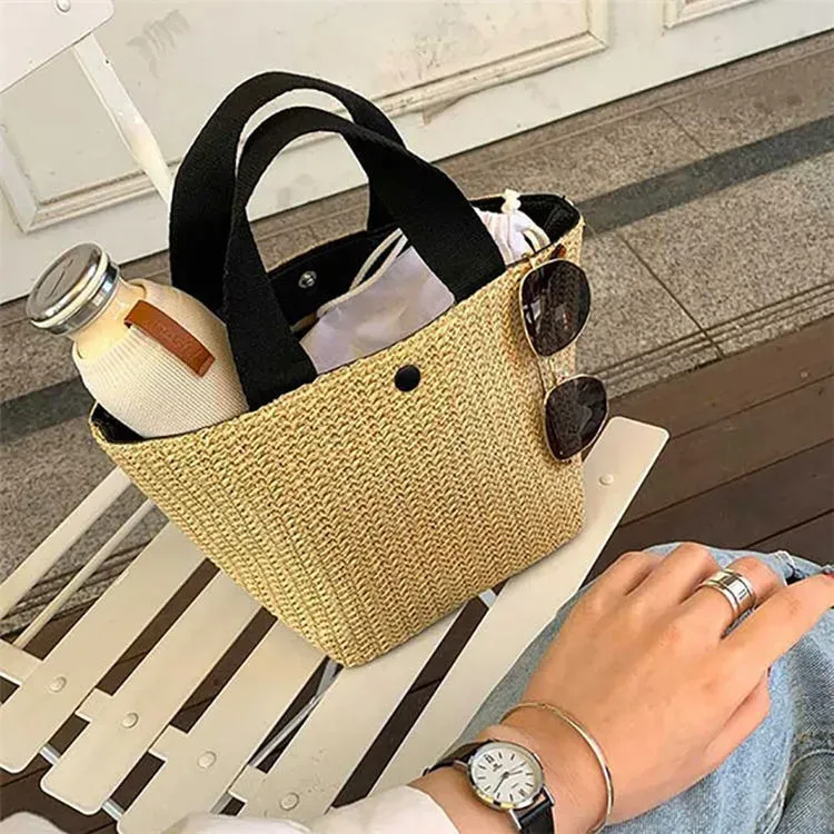 Women Fashion Patchwork Large Capacity Weave Shoulder Bag - Image 2
