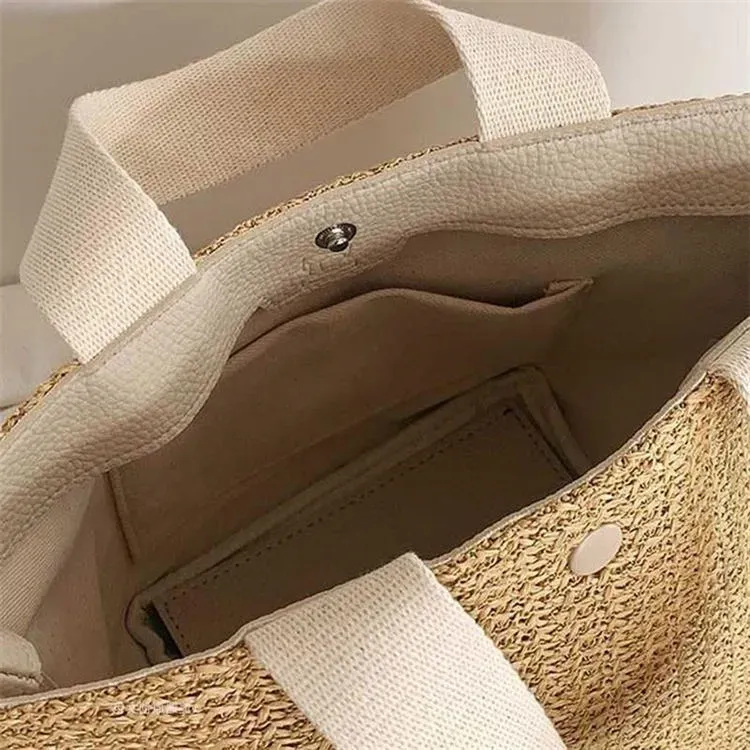 Women Fashion Patchwork Large Capacity Weave Shoulder Bag - Image 6