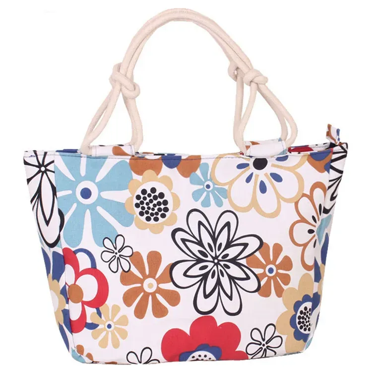 Women Casual Color Blocking Large Capacity Canvas Tote Bag