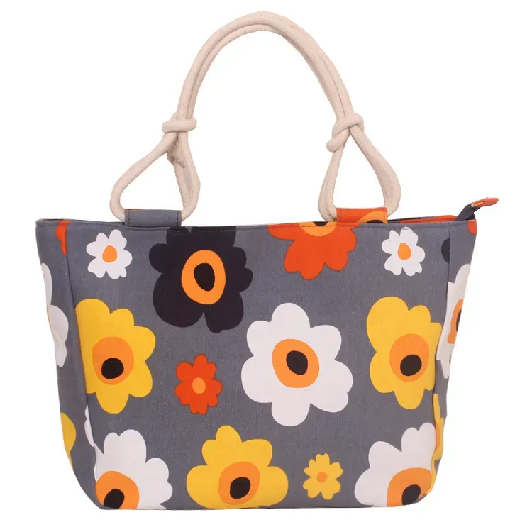Women Casual Color Blocking Large Capacity Canvas Tote Bag - Image 3