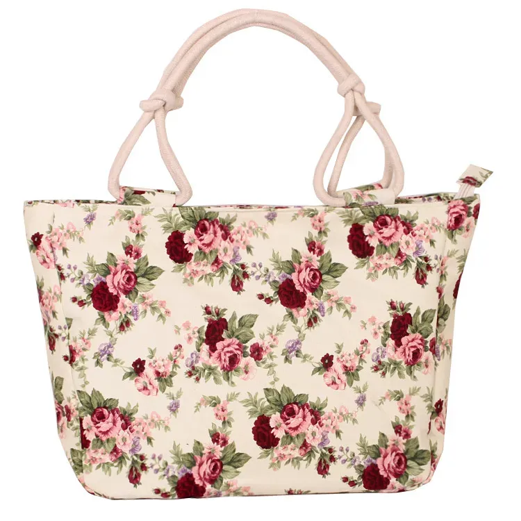 Women Casual Color Blocking Large Capacity Canvas Tote Bag - Image 4