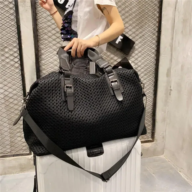 Women Simple Solid Color Patchwork Large Capacity Duffel Bag - Image 4