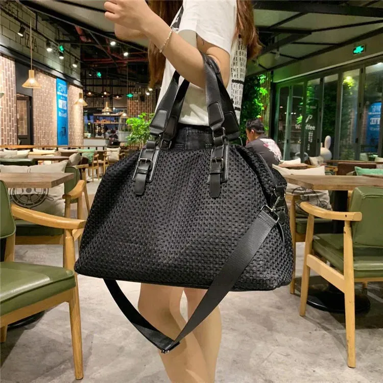 Women Simple Solid Color Patchwork Large Capacity Duffel Bag - Image 5