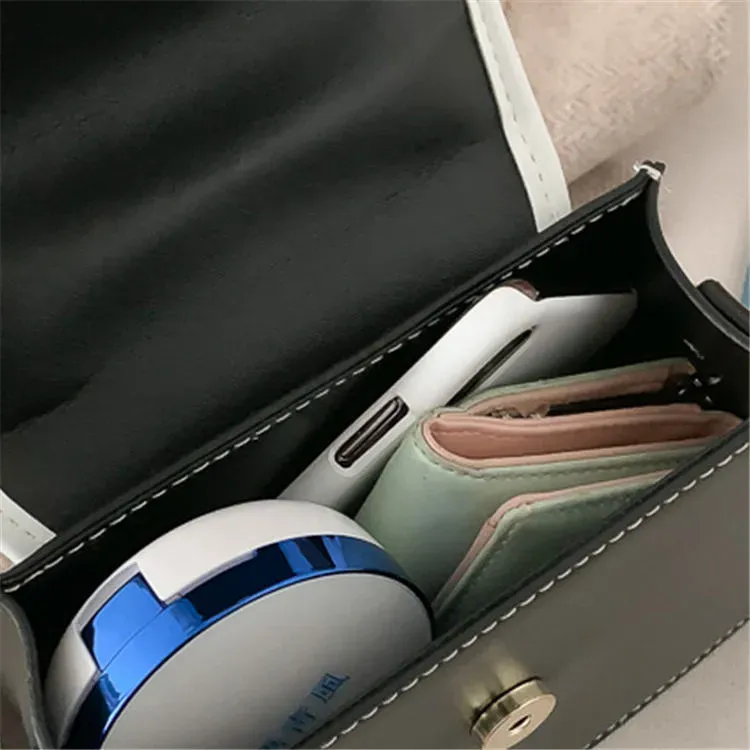 Women Retro Color Blocking Flap Shoulder Bag - Image 9