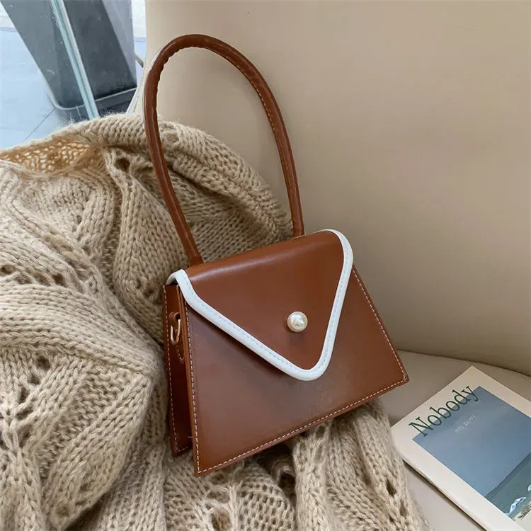 Women Retro Color Blocking Flap Shoulder Bag - Image 11