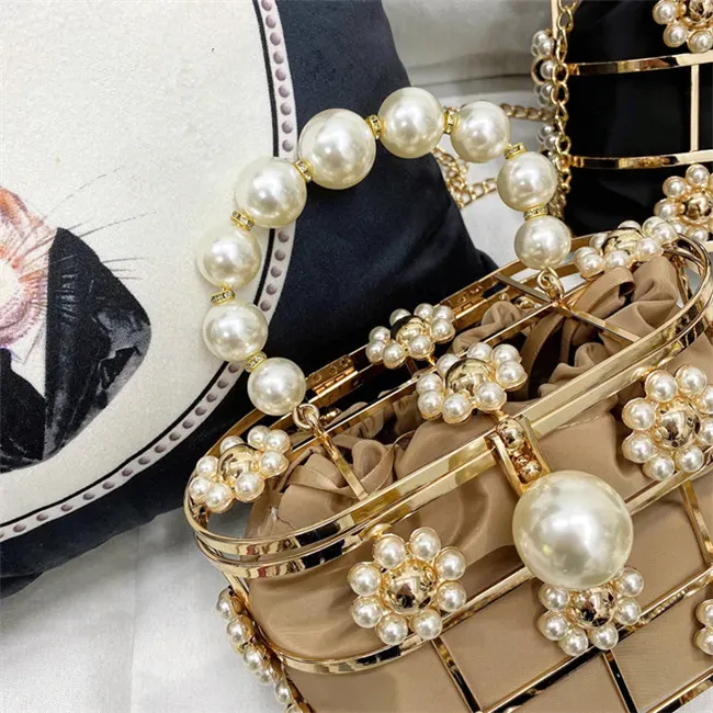 Women Fashion Imitation Pearl And Rhinestone Decorative Crossbody Bag - Image 10