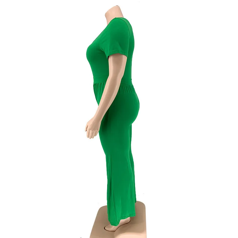 XL-5XL Women Plus Size Solid Color Wide Leg Jumpsuits - Image 8