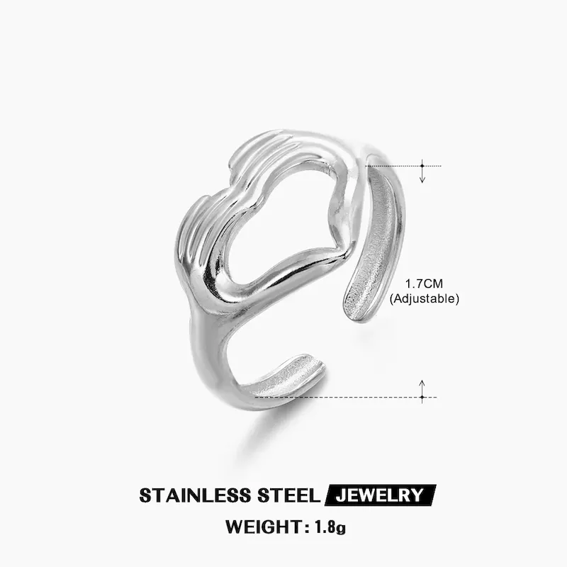 Wholesale Simple Fashion Stainless Steel Heart Ring - Image 10
