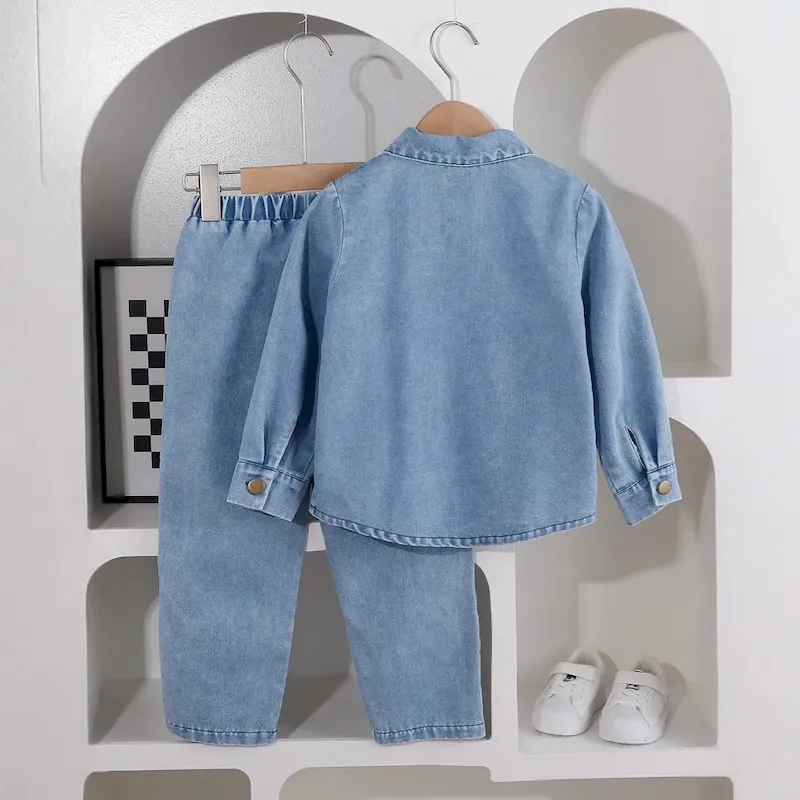 Wholesale Boy'S Fashion Denim Jacket And Jeans Two-Piece Set - Image 2