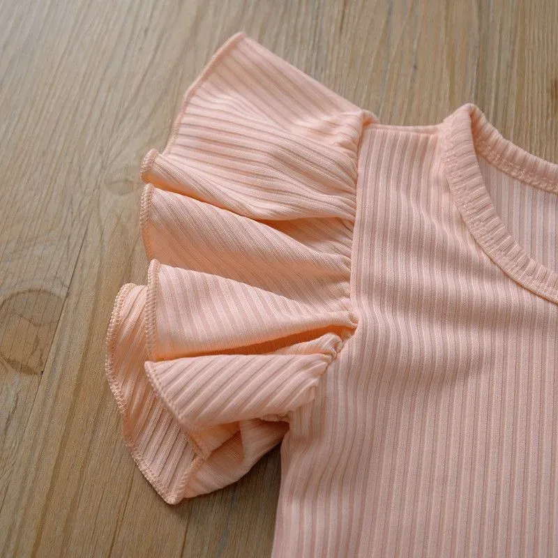 Wholesale Baby Infant Toddler Girl Solid Color Short Sleeves Bodysuit - Image 7