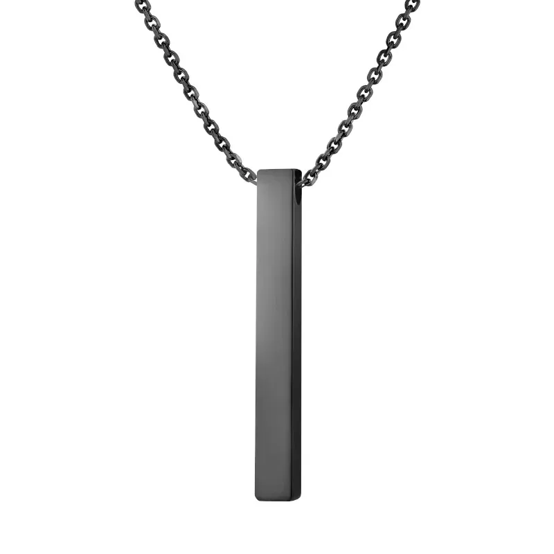 Wholesale Fashion Simple Solid Color Stainless Steel Wishing Cubic Column Custom Laser Engraving Long Necklace - Image 7