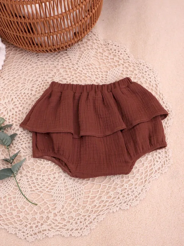 Wholesale Baby Girl Solid Color Ruffled Shorts - Image 10