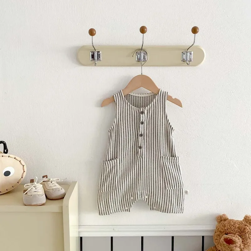 Wholesale Kids Baby Boys Casual Cute Stripe Romper - Image 5