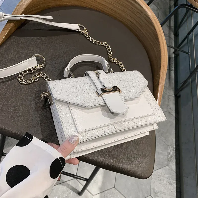 Women Chic Sequin Design Crossbody Handle Square Bag - Image 2