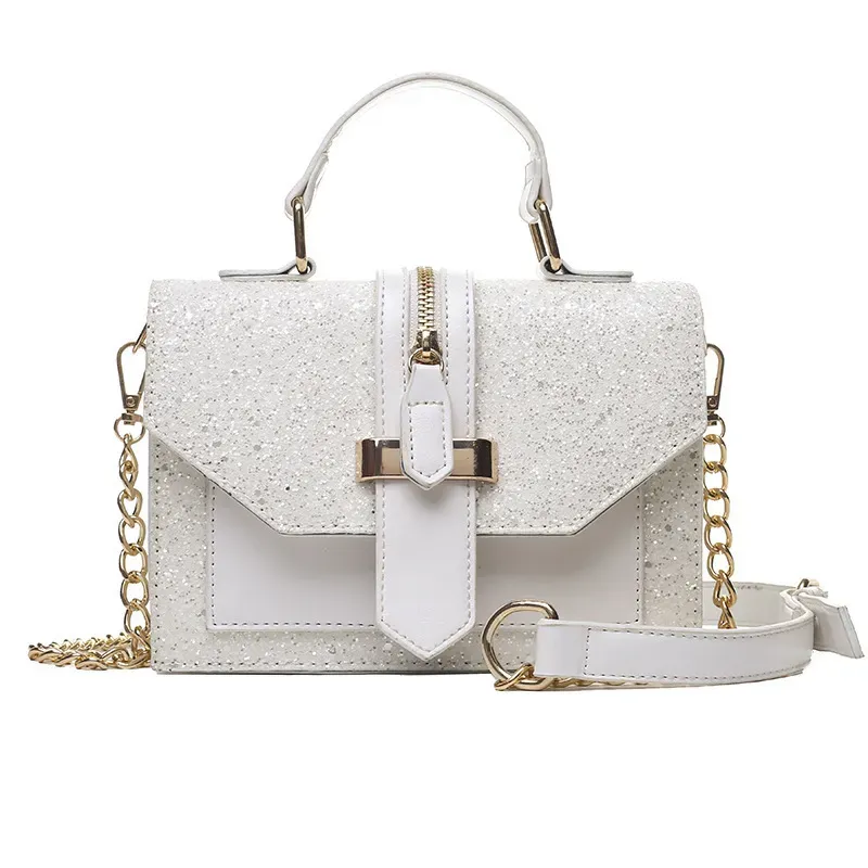 Women Chic Sequin Design Crossbody Handle Square Bag - Image 5