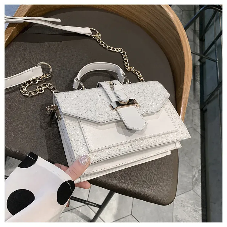 Women Chic Sequin Design Crossbody Handle Square Bag - Image 6