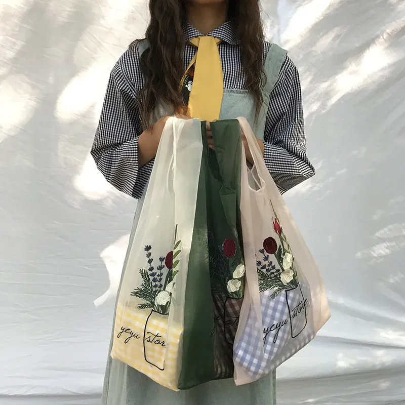 Transparent Organza Embroidery Hand Bag - Image 9