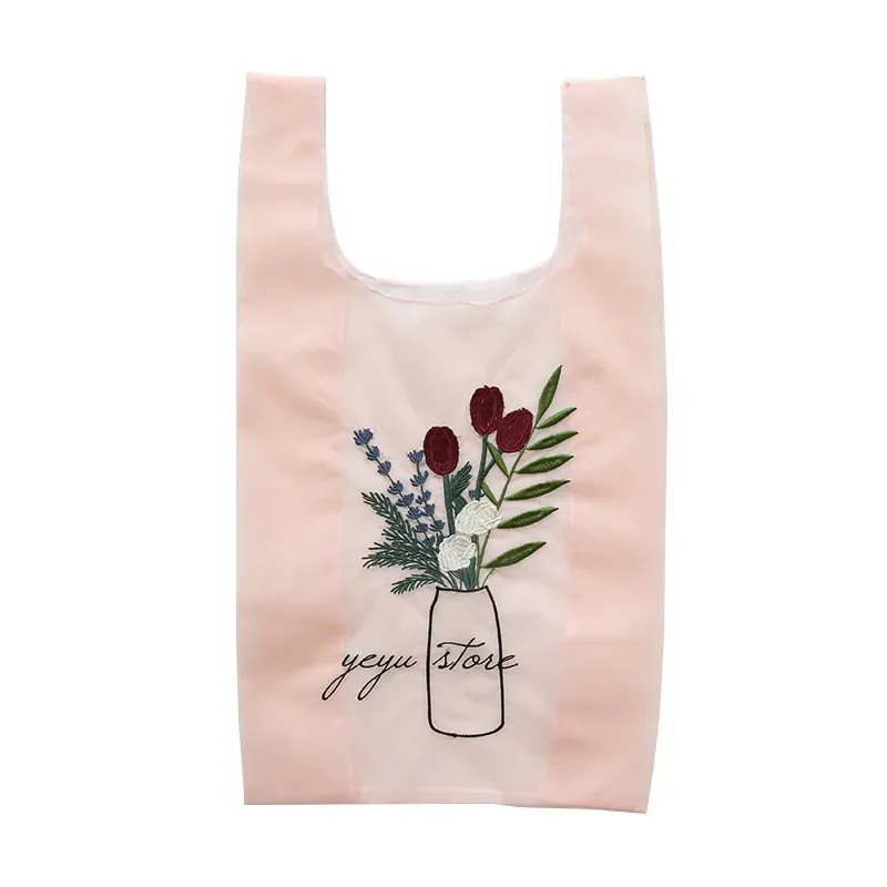 Transparent Organza Embroidery Hand Bag - Image 17