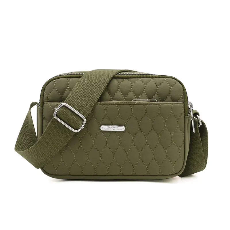 Women Casual Stitching Design Solid Color Quilted Crossbody Bag - Image 7