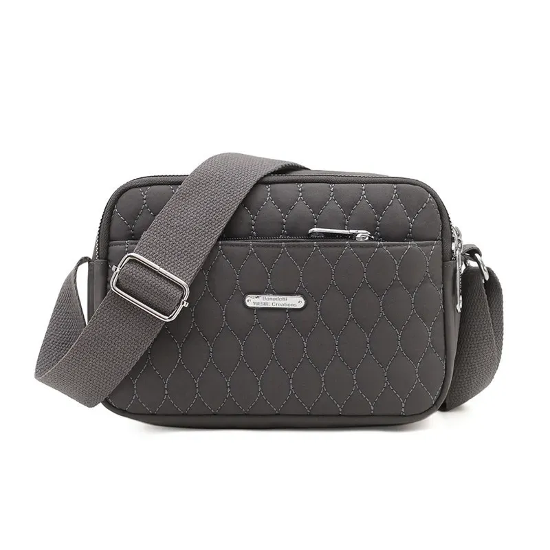 Women Casual Stitching Design Solid Color Quilted Crossbody Bag - Image 11