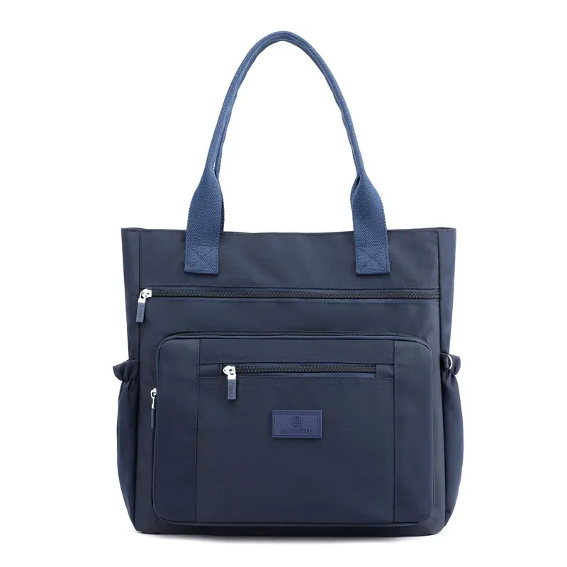 Women Casual Zipper Design Solid Color Large Capacity Shoulder Handle Bag - Image 6