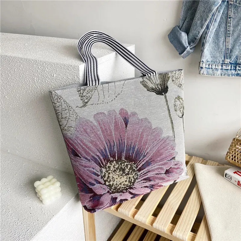 Fashion Ethnic Style Cartoon Embroidered Pattern Large Capacity Women Canvas Tote Bag - Image 10