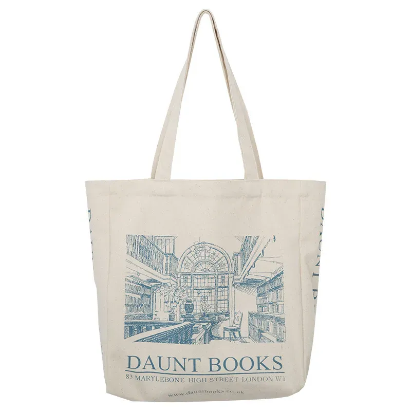 Women Casual Vintage Graphic Print Large Capacity Canvas Shopping Shoulder Bag - Image 6