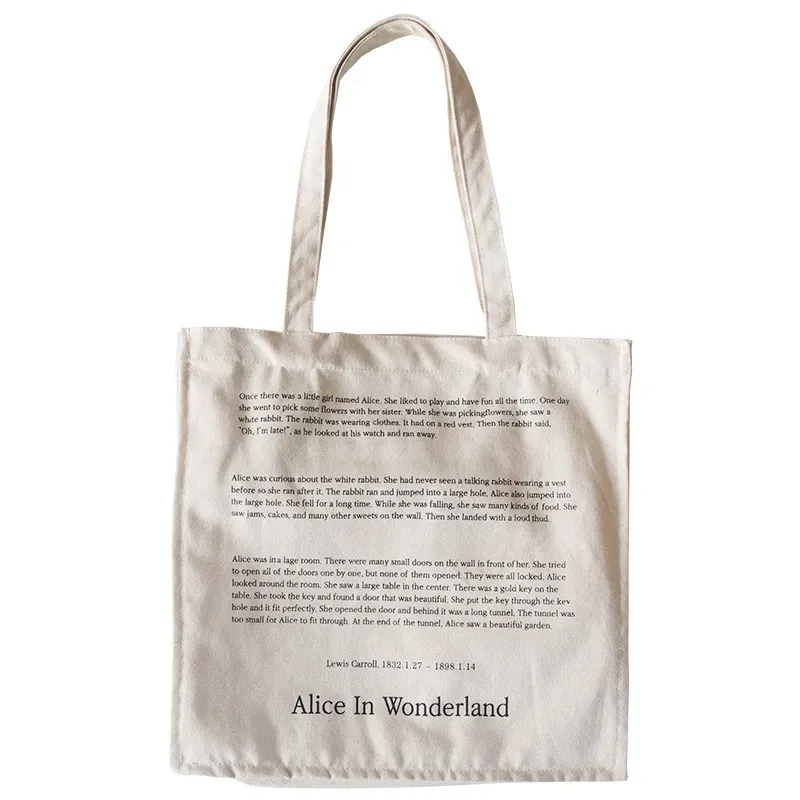 Women Basic Letter Pattern Large Capacity Canvas Shoulder Bag - Image 5