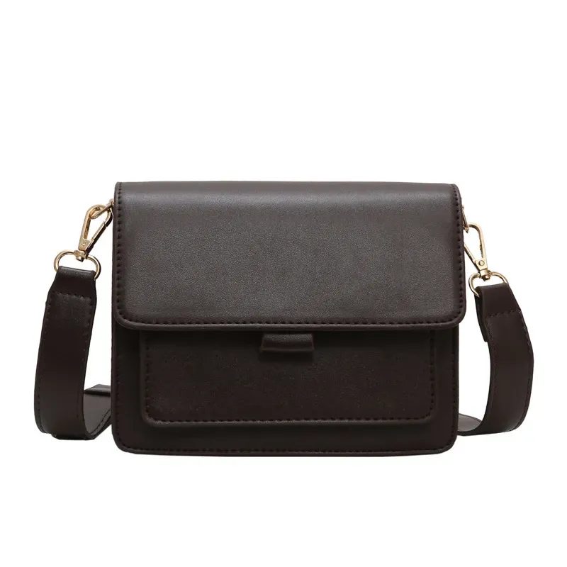 Women Basic Flap Buckle Design Solid Color PU Crossbody Bag - Image 4