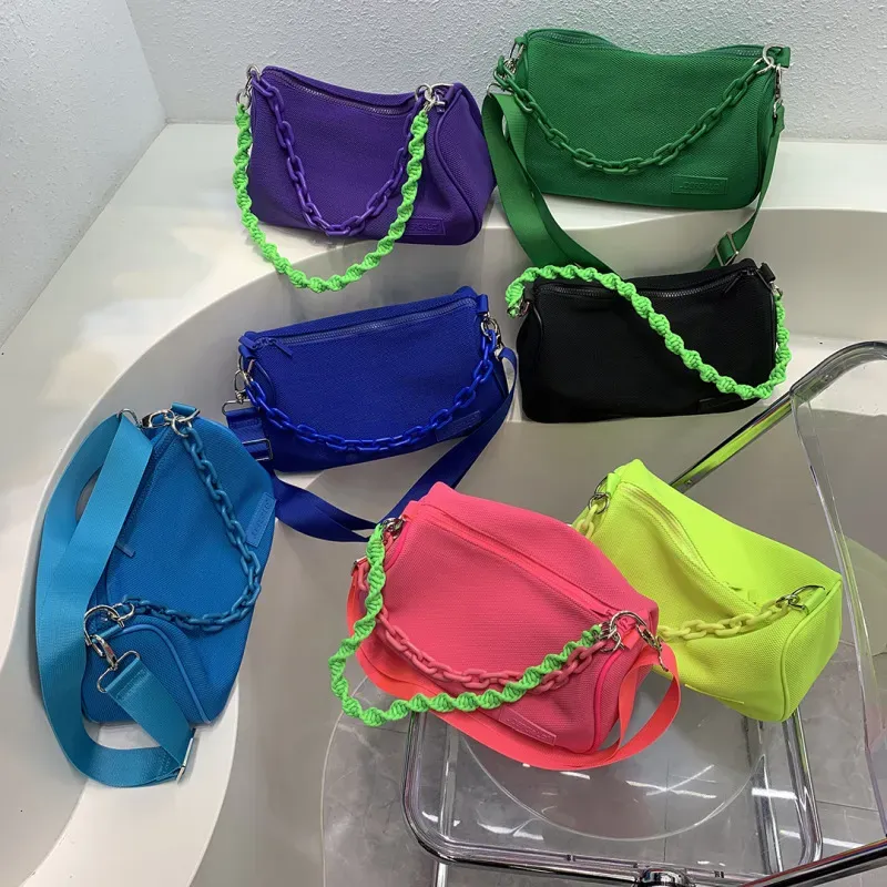 Women Trendy Creative Twist Design Chain Decoration Large Capacity PVC Shoulder Bag