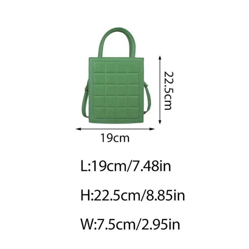Women Fashion Plaid Embossed Solid Color Large Capacity PU Crossbody Bag - Image 6