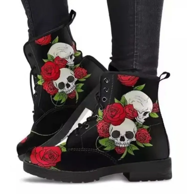 Gothic Oversized Printed Short Boots - Image 13