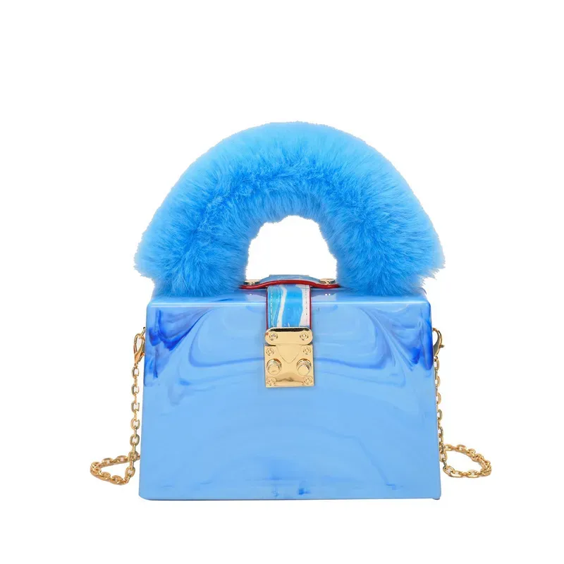 Fashionable Tie Dye Acrylic Plush Tote Shoulder Bag - Image 5