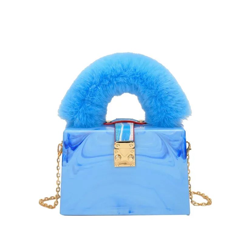 Fashionable Tie Dye Acrylic Plush Tote Shoulder Bag - Image 16