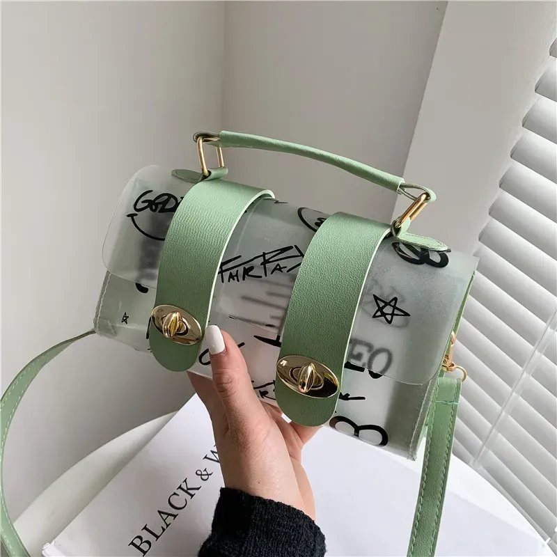 Fashion Transparent Clear Patchwork Graffiti Bag - Image 10