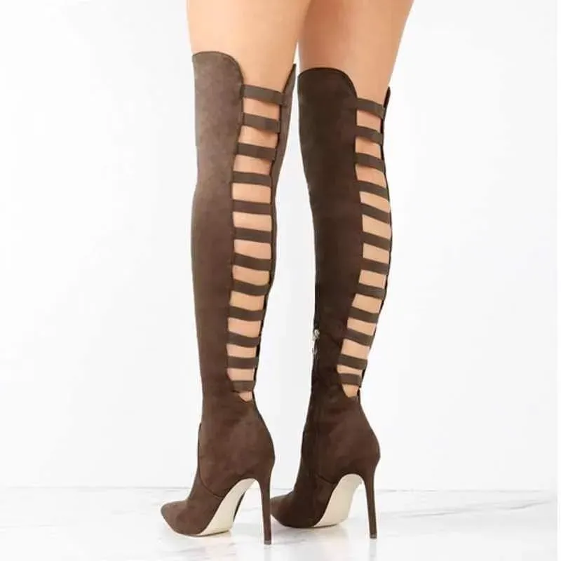 Women Fashion Pointed Toe Stiletto Heel Over The Knee Boots - Image 10