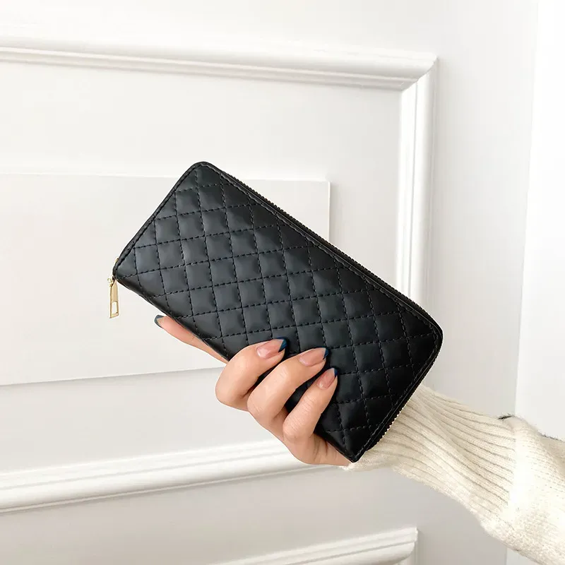 Women'S Fashion Rhombus Indentation Long Zipper Large Capacity Coin Purse - Image 7
