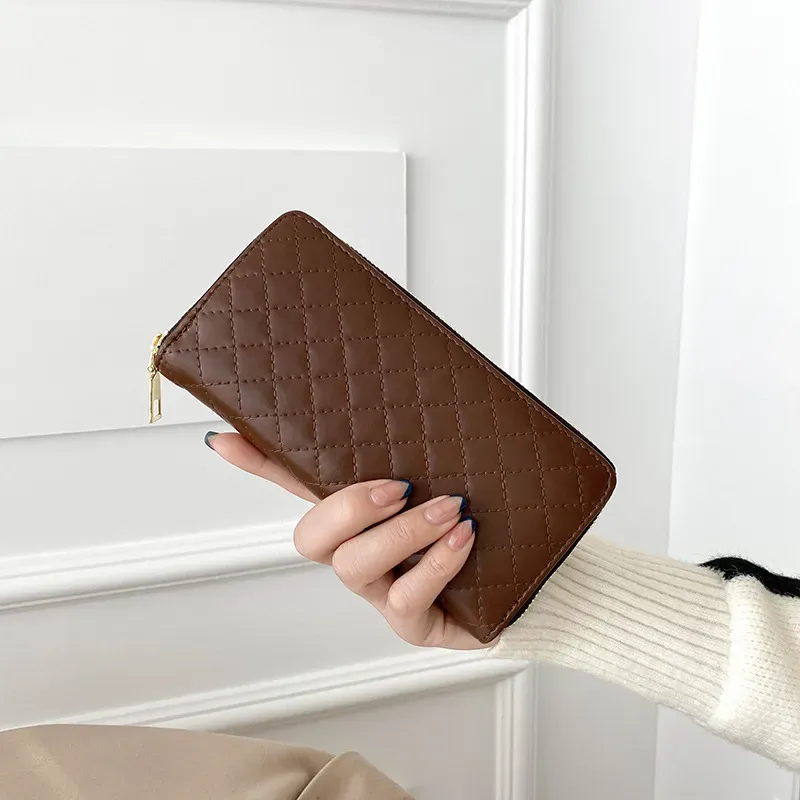 Women'S Fashion Rhombus Indentation Long Zipper Large Capacity Coin Purse - Image 11