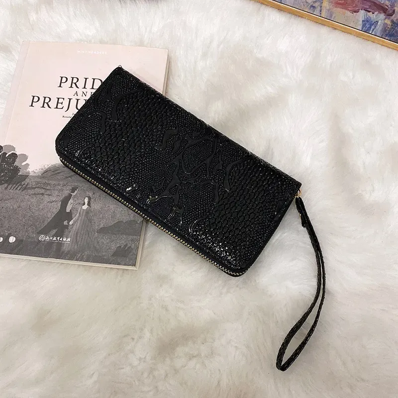 Women Fashion Vintage Embossed Long Coin Purse - Image 11