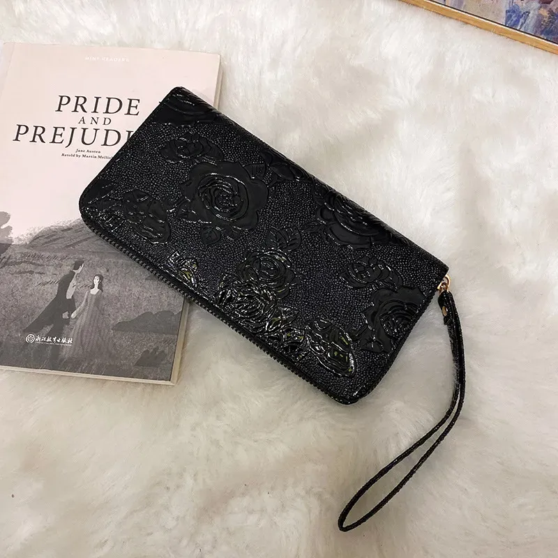 Women Fashion Vintage Embossed Long Coin Purse - Image 18